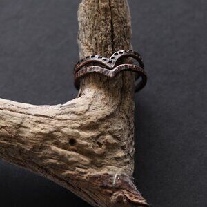 2 Handmade Copper Chevron Stacking Rings OOAK Size 5